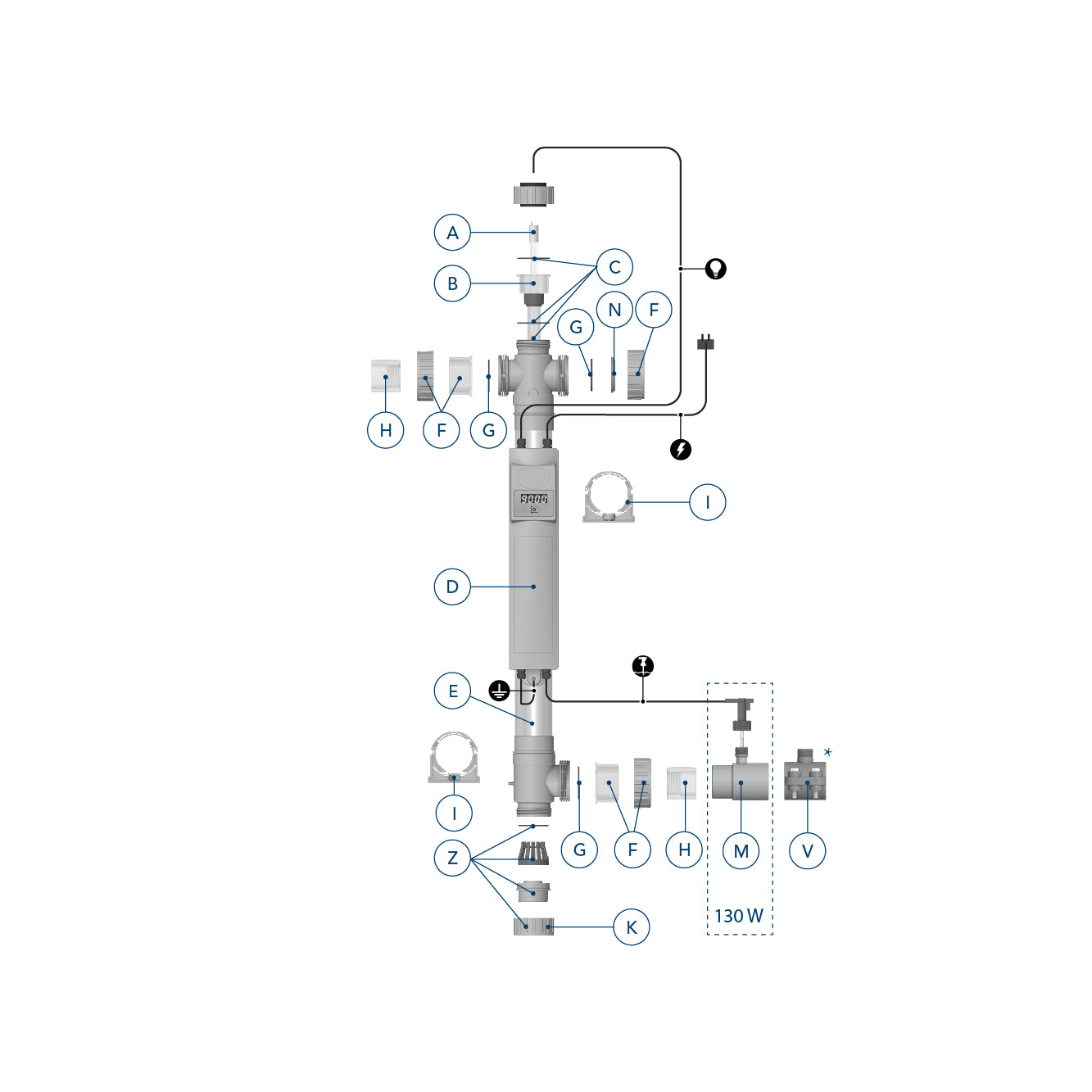 Blue Lagoon Timer UV-C 4ALL 75 W Exploded view