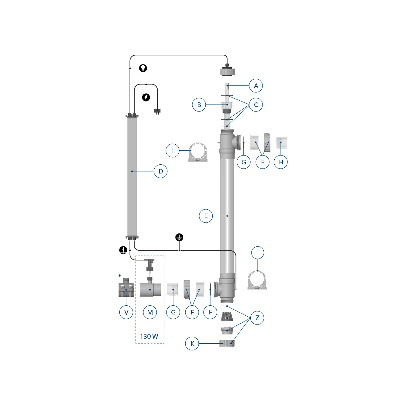 Blue Lagoon Tech UV-C 16W Exploded view