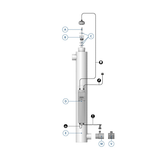 Blue Lagoon Inox UV-C 130 W Amalgam Exploded view