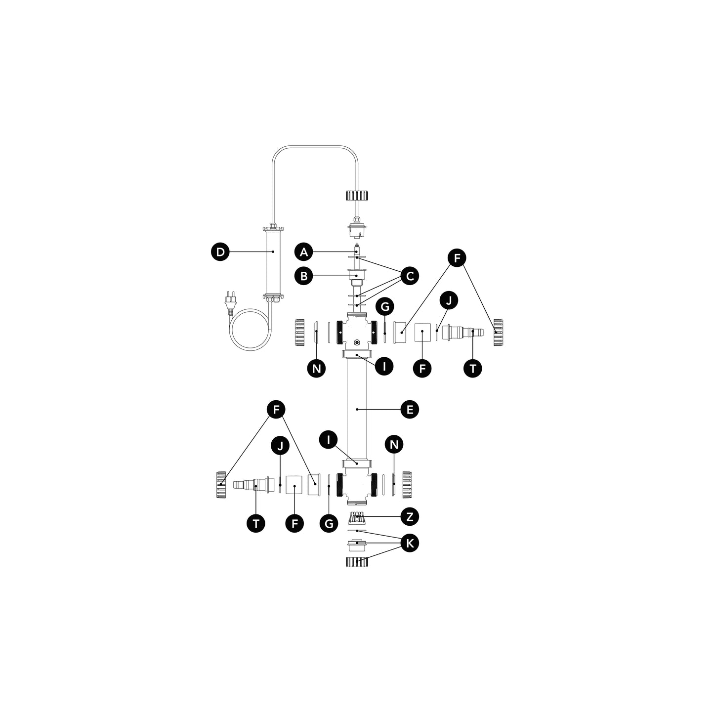 Xclear Flex Inox UV-C 40 W Exploded view